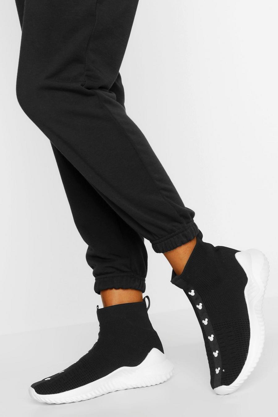 שחור נעלי ספורט עם גרב בעיטור מיקי מאוס image number 1