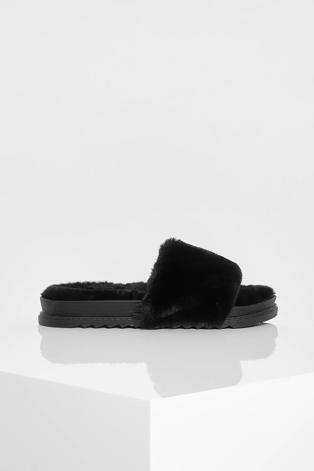 Fluffy store sliders boohoo