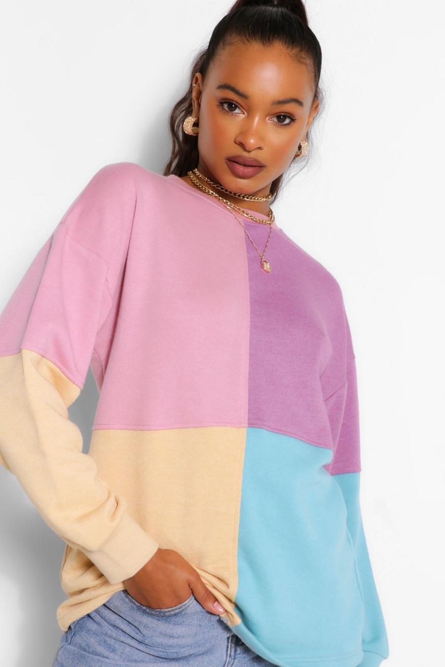 Multi Oversize sweatshirt med blockfärger image number 1