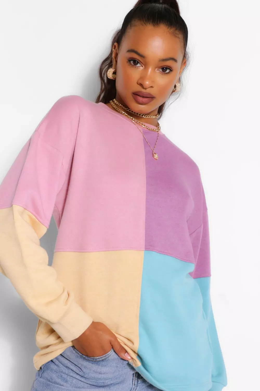 Pastel colour block jumper sale