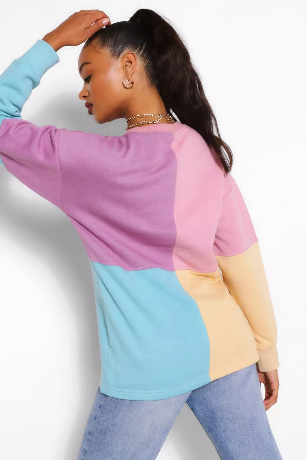 Missguided color block oversized sweatshirt dress sale