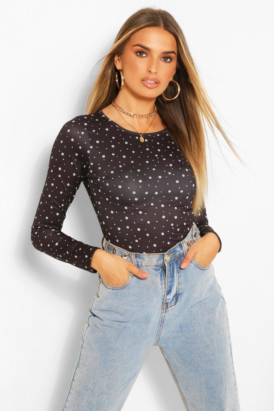 DITSY FLORAL SCOOP NECK LONG SLEEVE TOP image number 1