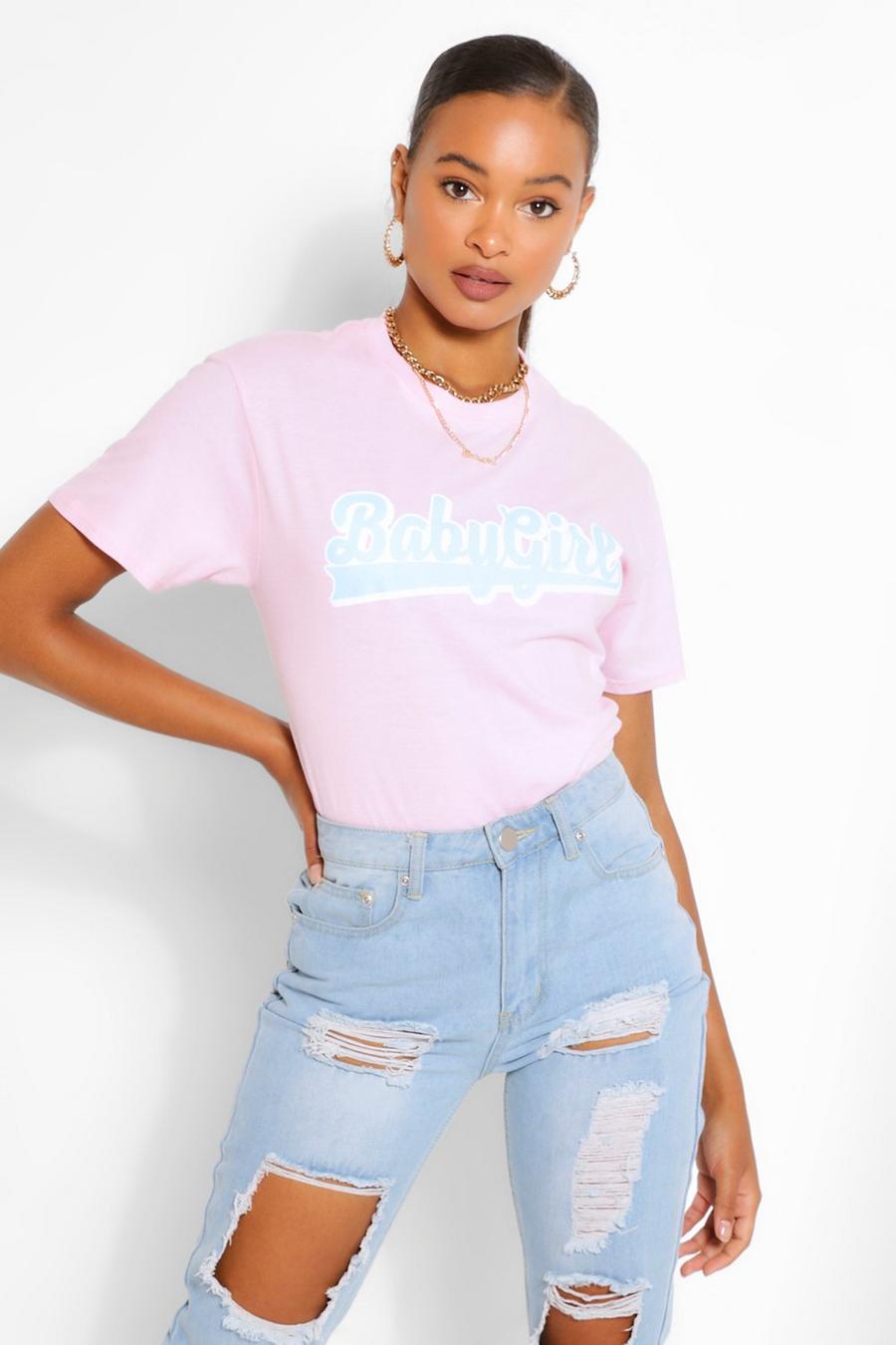 Pink "Baby Girl" T-shirt med slogan image number 1