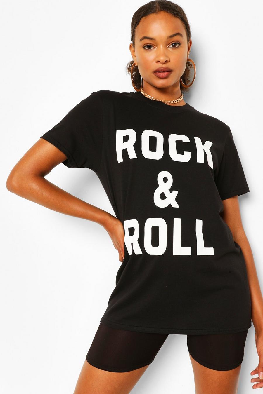 "Rock & Roll" T-shirt med slogan image number 1