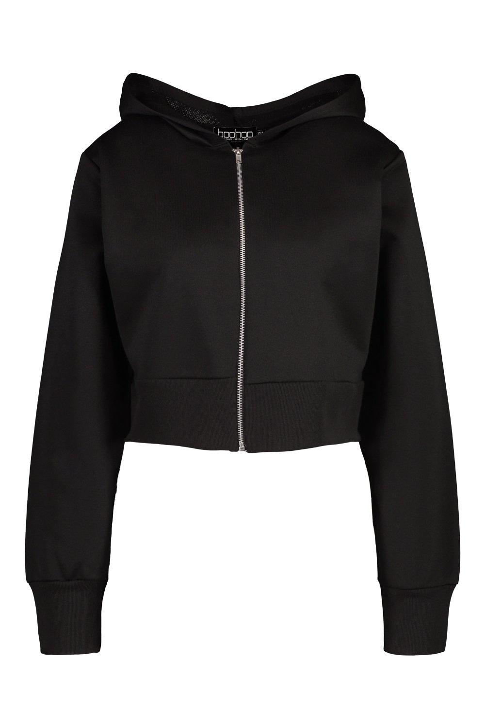 Cropped Zip Front Hoodie