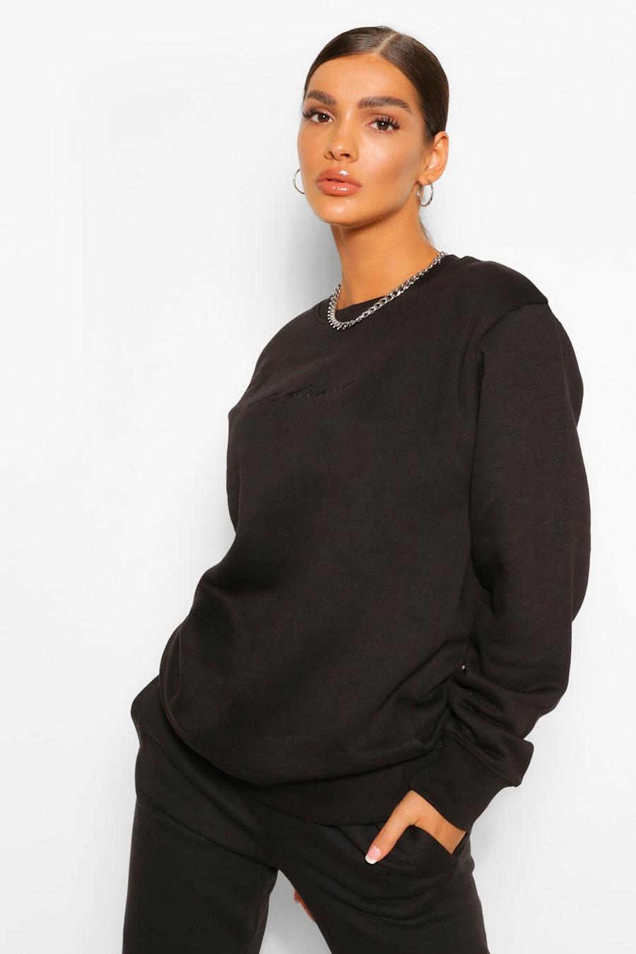 Sweatshirt in Übergröße mit Woman-Schriftzug, Schwarz image number 1