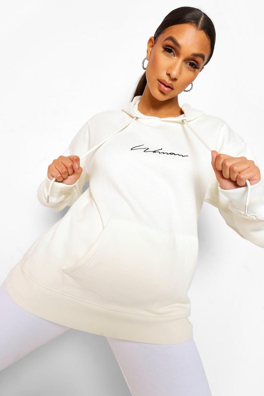 Ecru Woman Signature Oversize hoodie image number 1