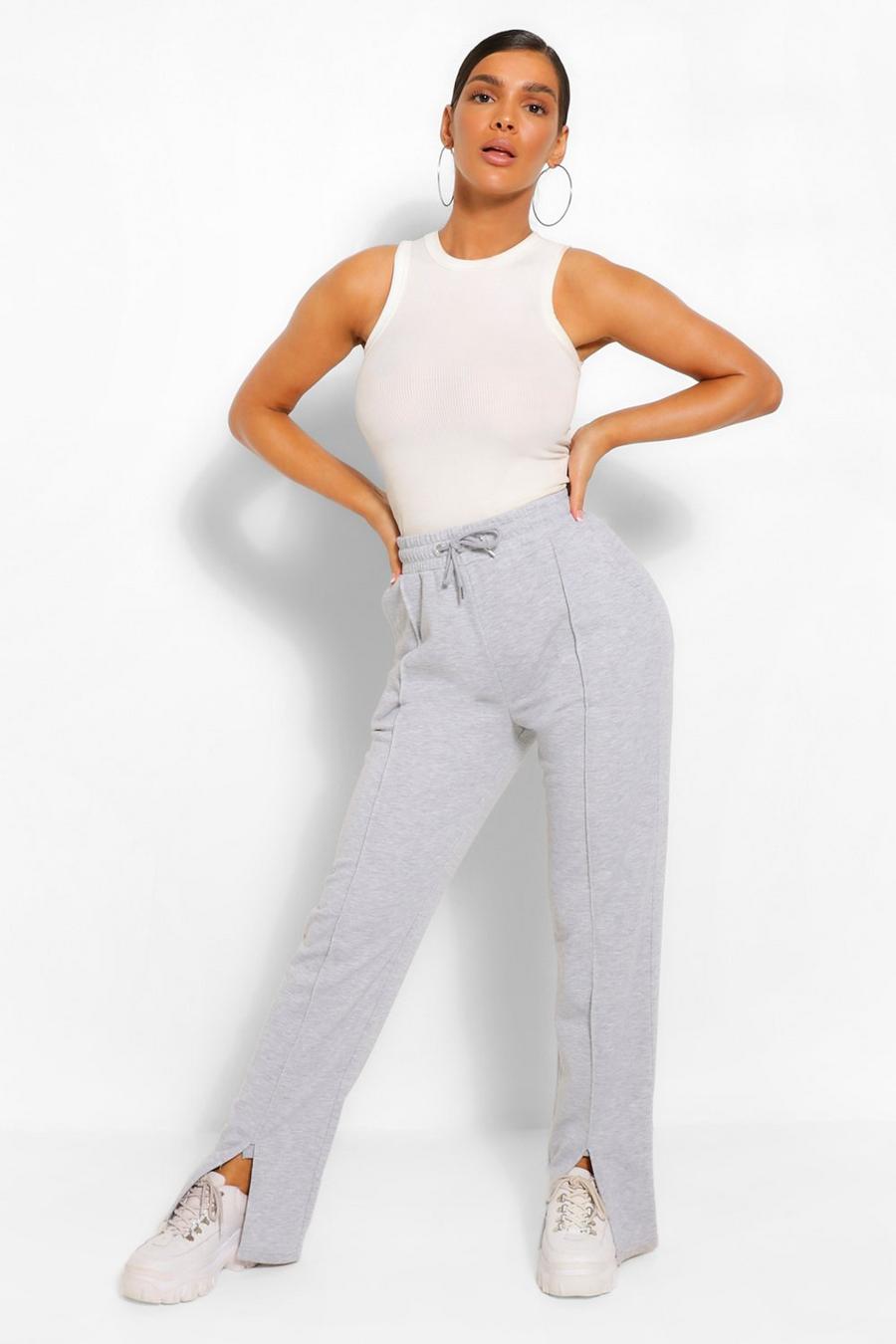 ASOS DESIGN Tall straight leg jogger with deep waistband and pintuck in  cotton in grey marl - GREY