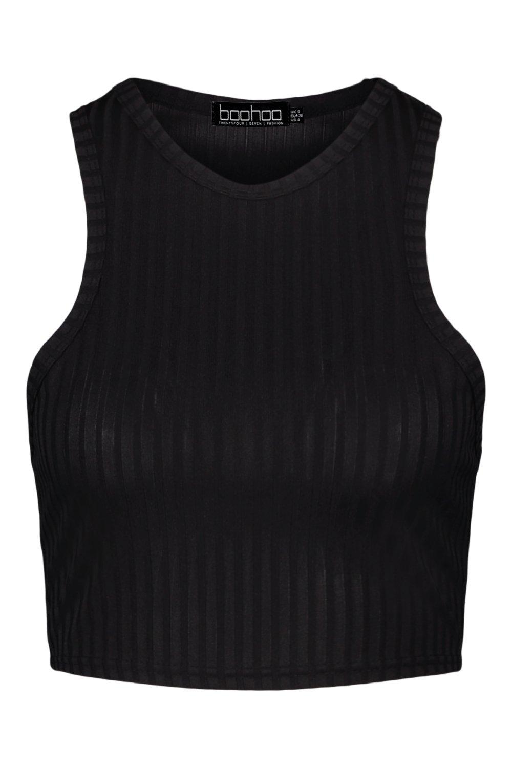 Rib Thick Binding Curved Strap Tank Top