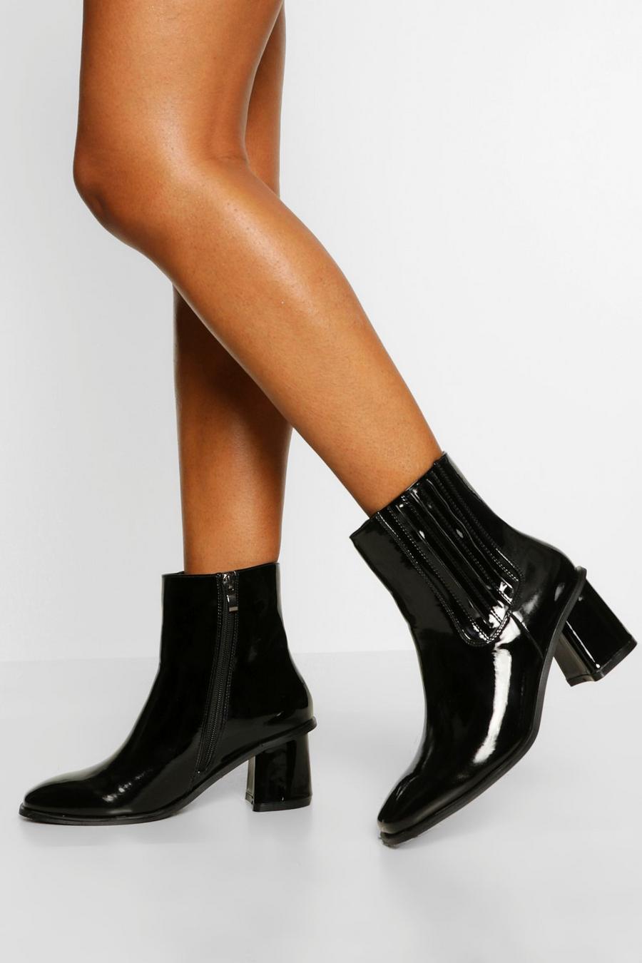 Black Wide Fit Low Block Heel Chelsea Boots image number 1