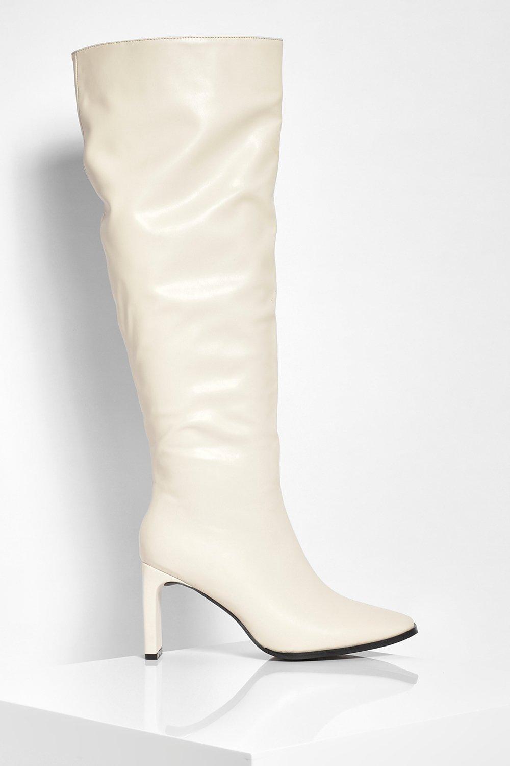 cream high knee boots