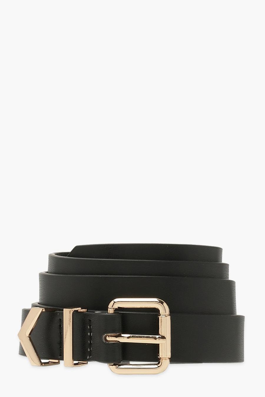 Black Metal Detail Boyfriend Belt image number 1