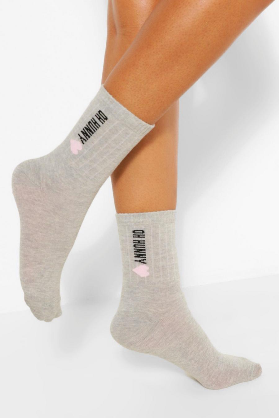 Grey Oh Hunny Slogan Sports Sock image number 1