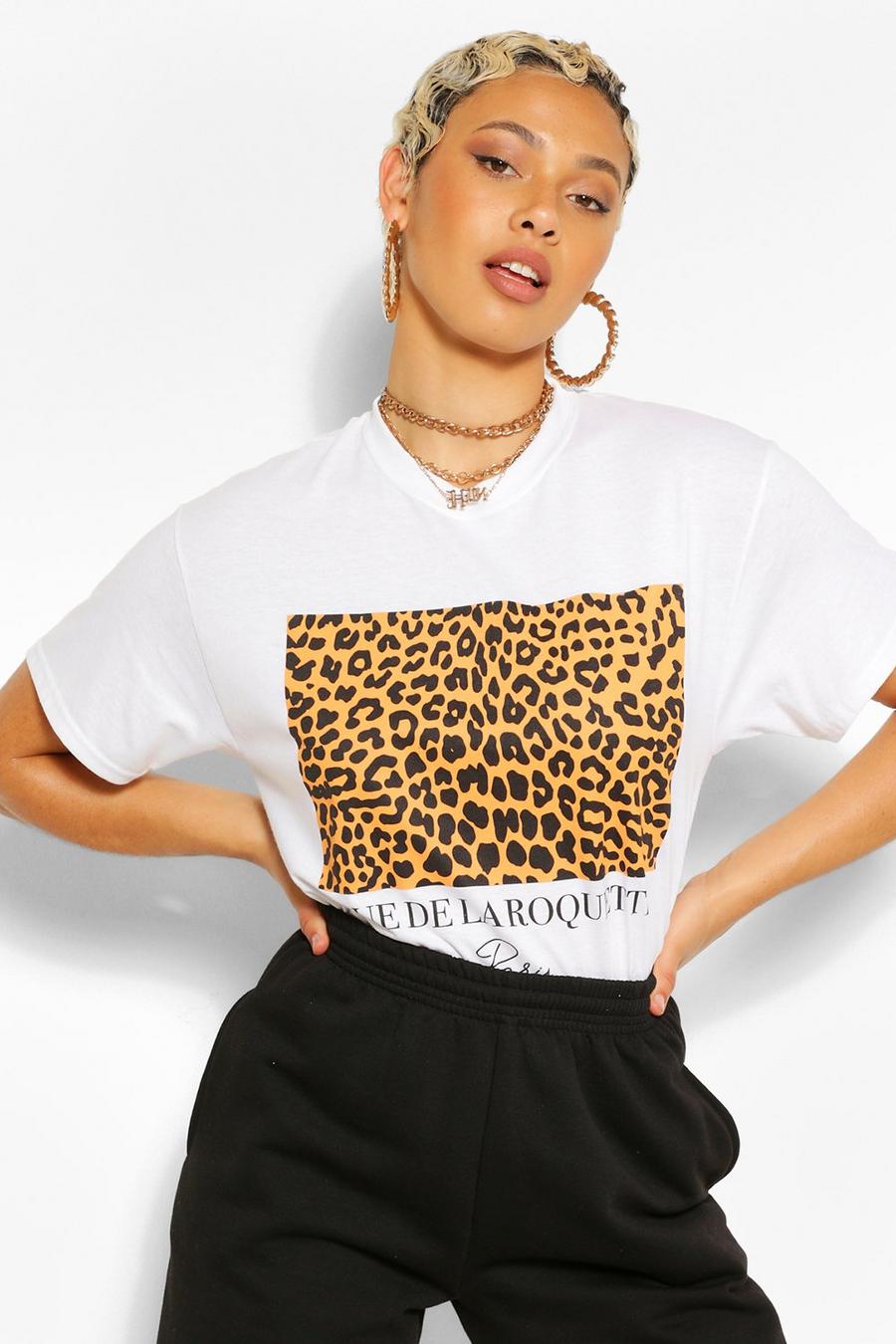 "Paris" T-shirt med leopardmönster image number 1