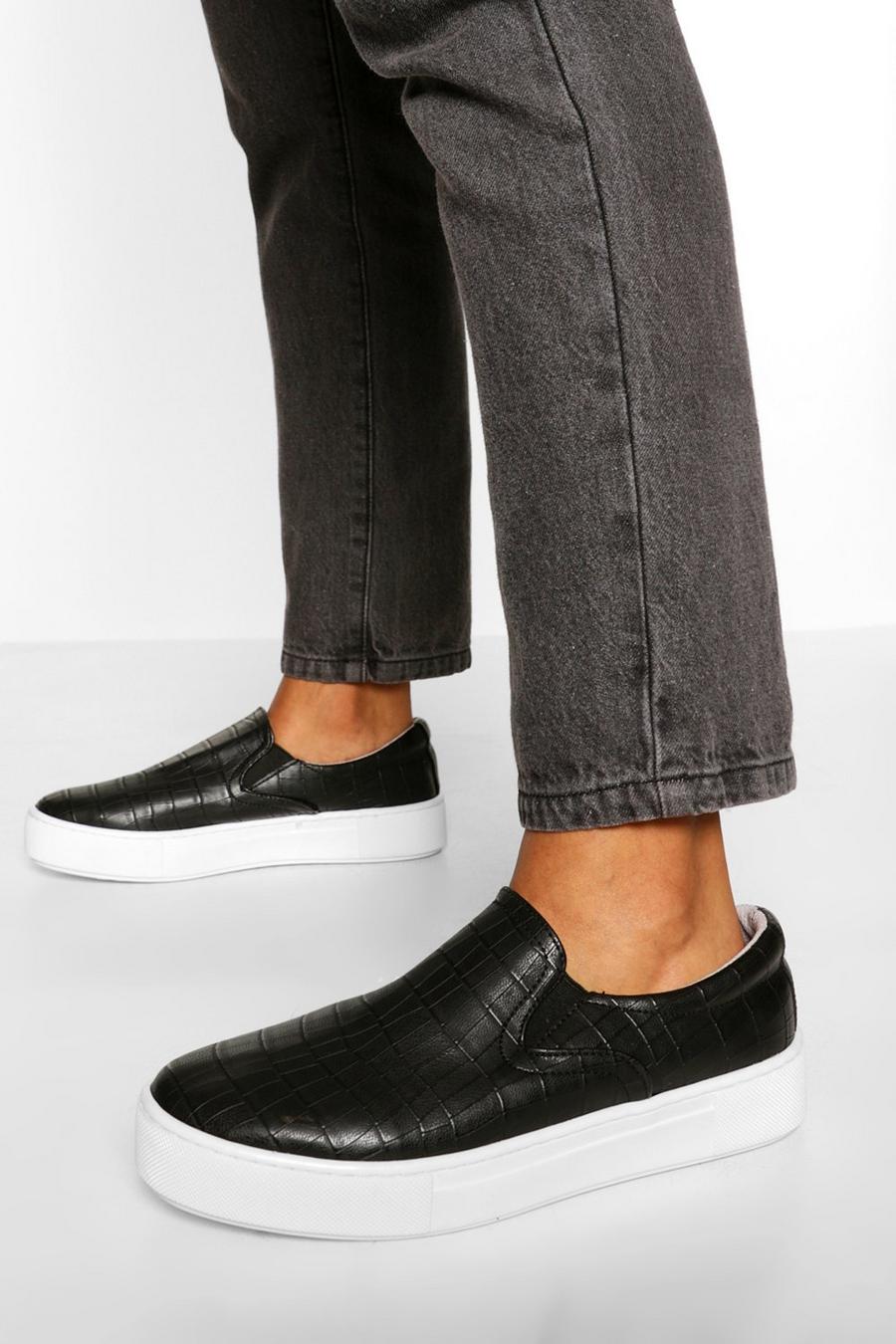 Black Basic Slip-in skateskor med krokodilskinnseffekt image number 1