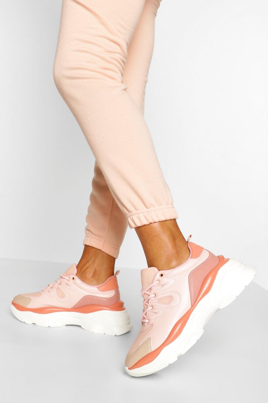 Pink Chunky sneakers med platåsula image number 1
