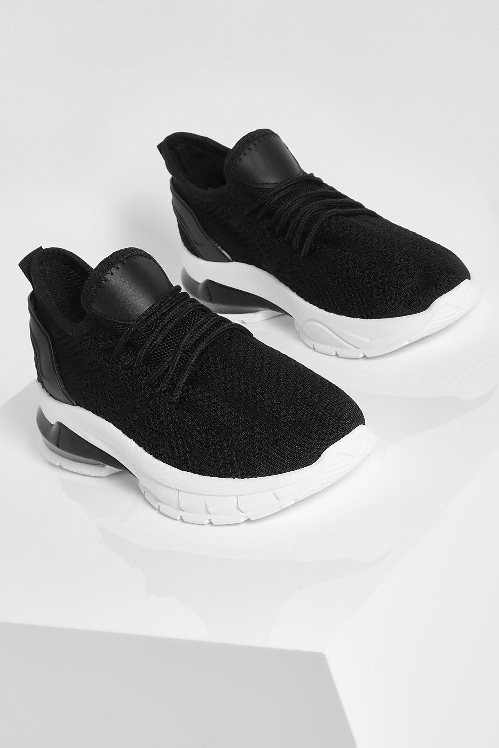 black bubble sole trainers