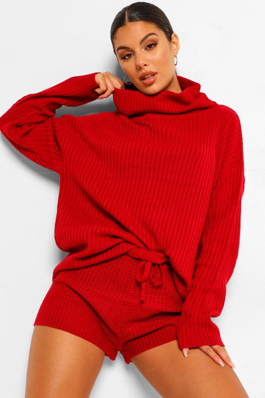 Berry Turtle Neck Shorts Co-ord image number 1