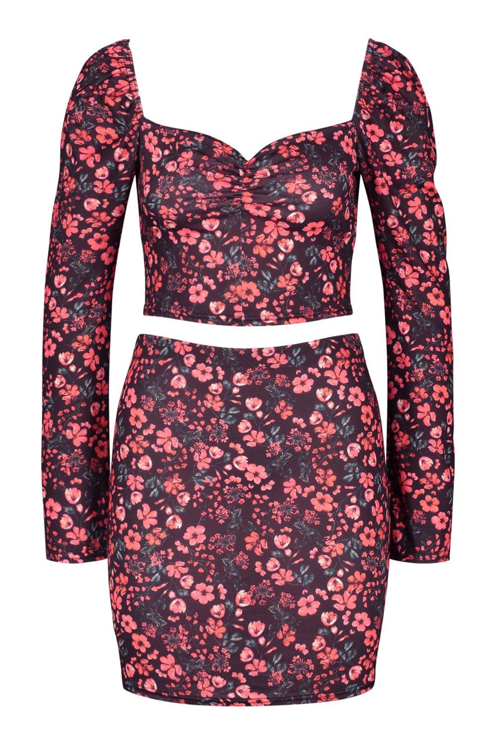 Floral Purple Two Piece Bodycon Mini Dress Floral Purple Two Piece Bodycon Mini Dress