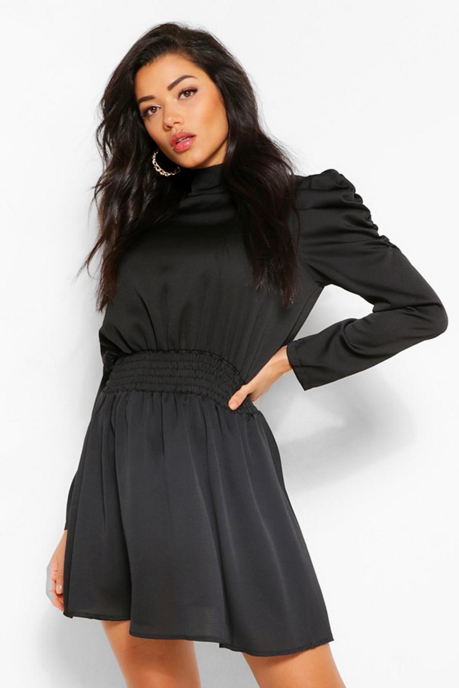 Kleid mit auffälligen Ärmeln, Schwarz image number 1