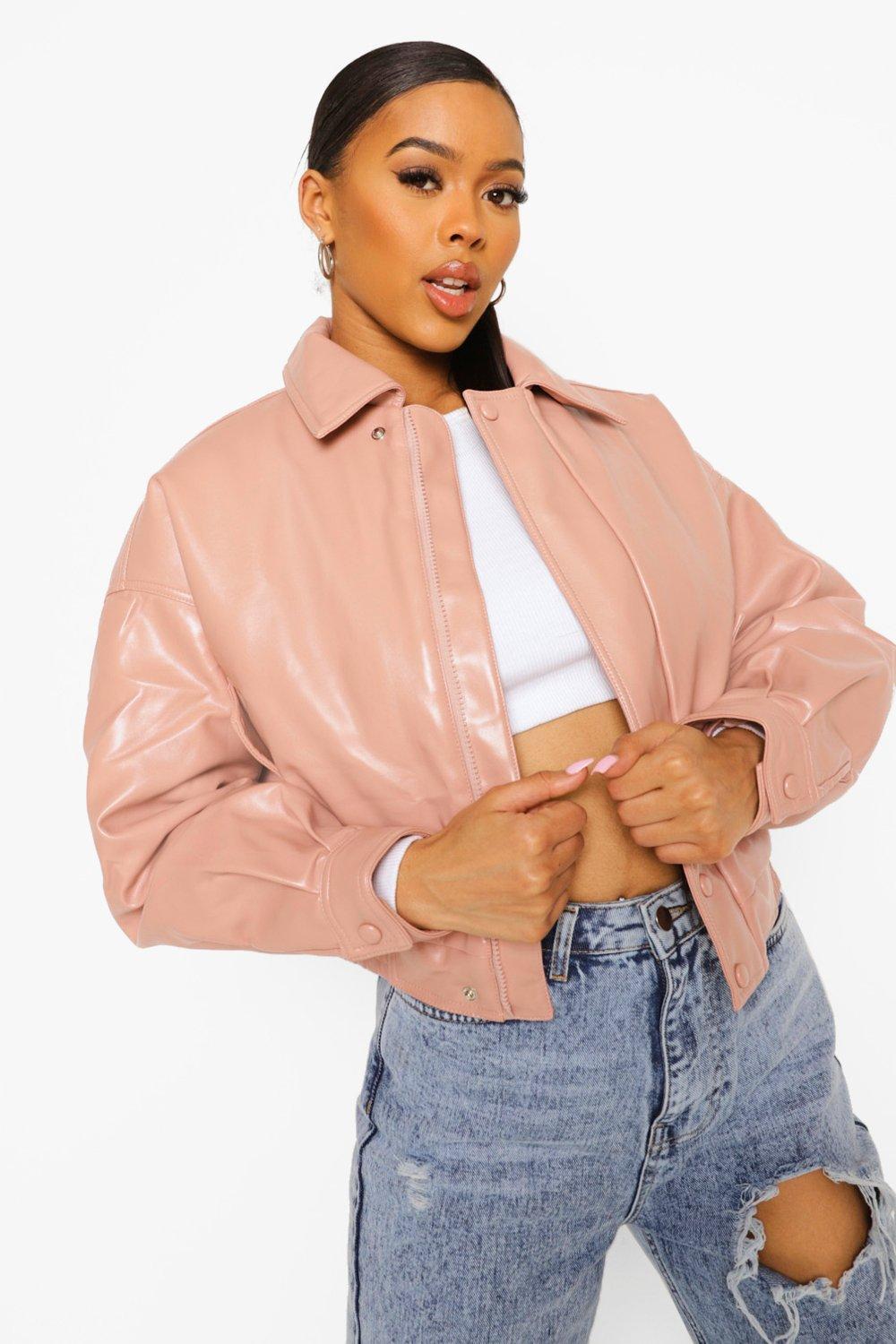 pink bomber jacket boohoo