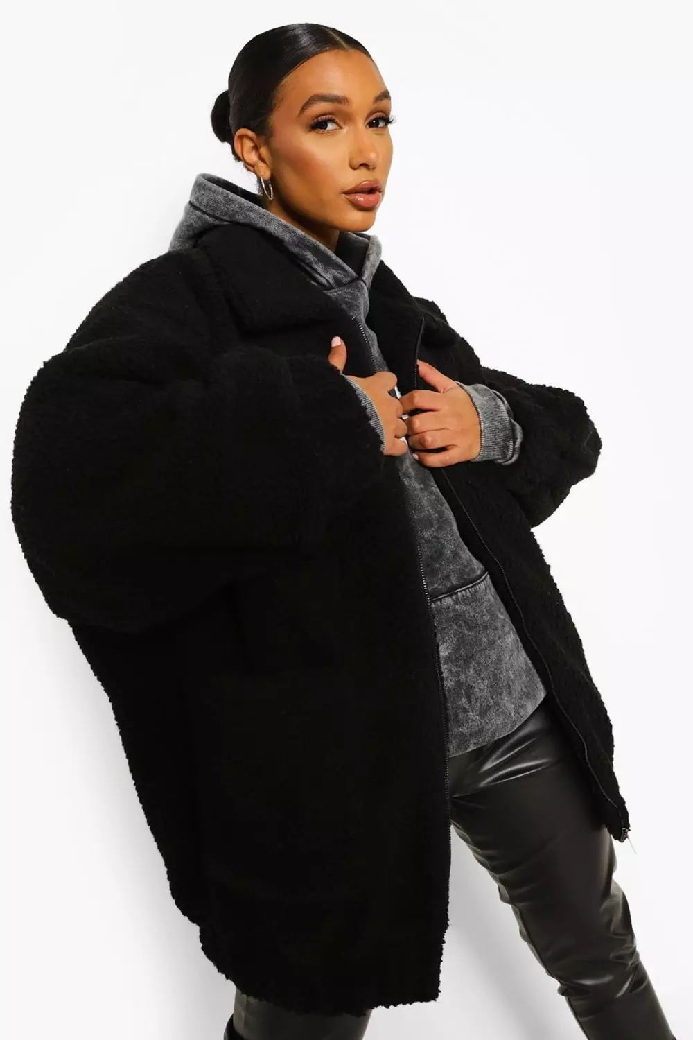 Oversized teddy shop bomber jacket