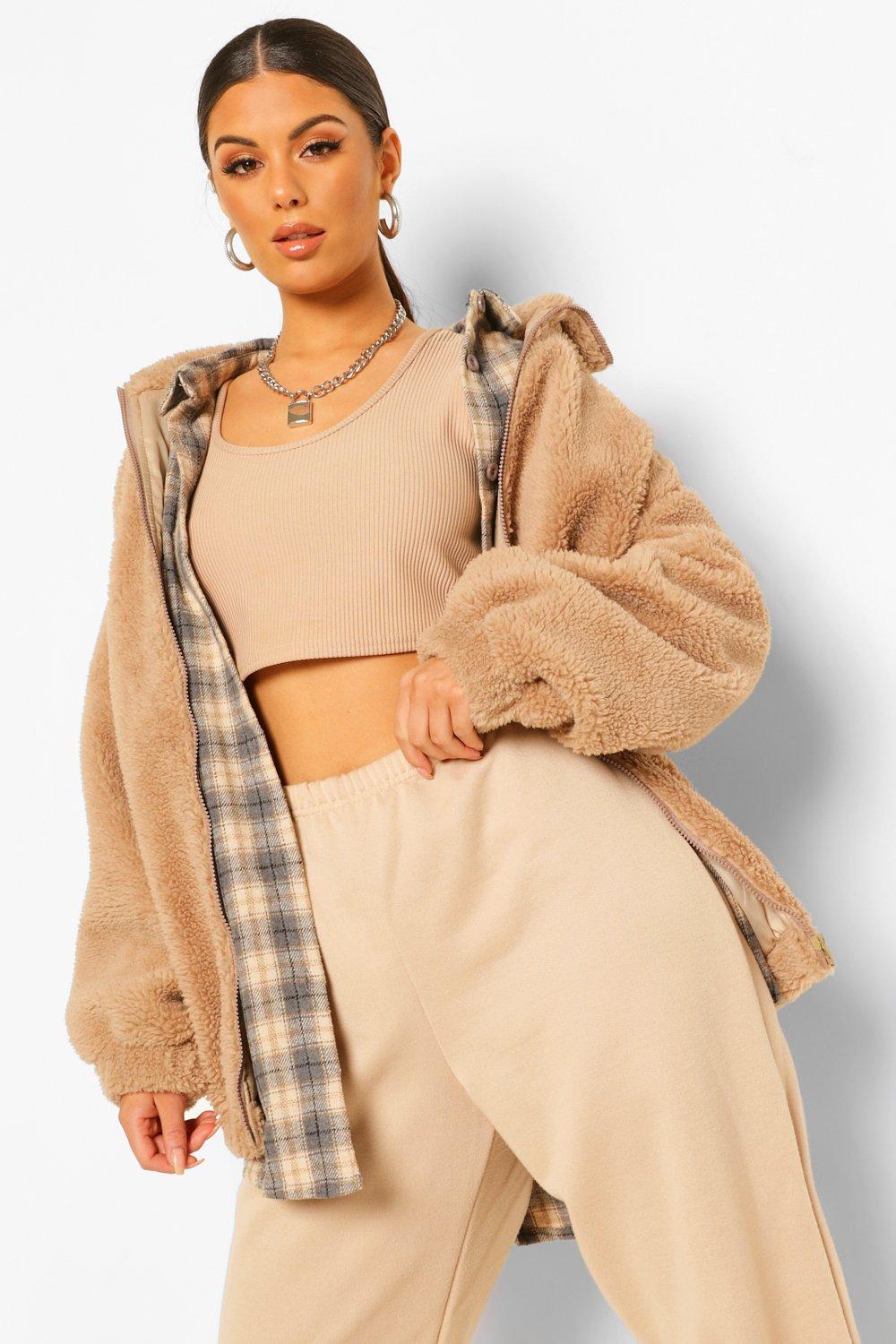 Oversized teddy store coat with hood