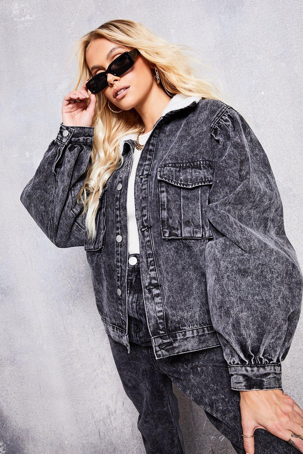 Borg collar on sale denim jacket womens