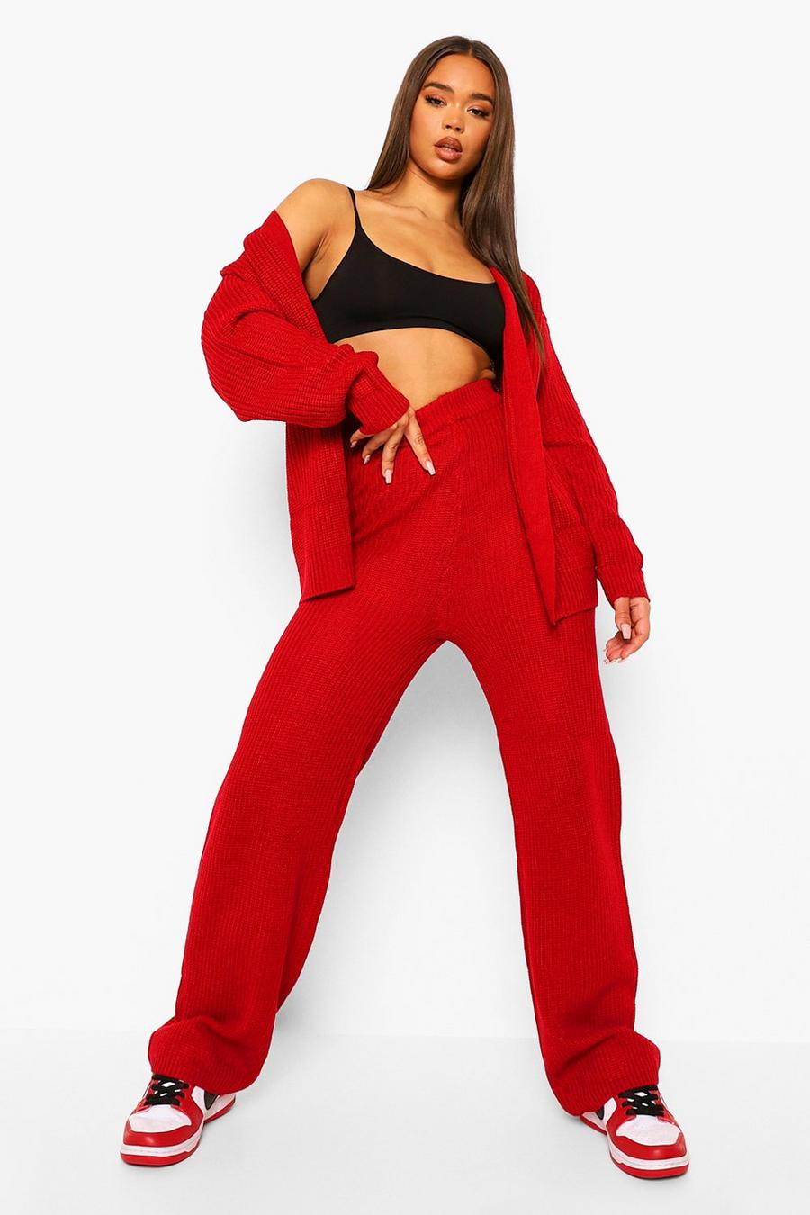Berry red Wrap Cardigan Knitted Co-ord image number 1