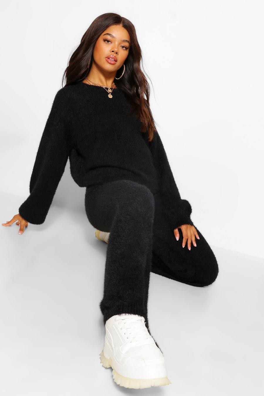 Black Premium Fluffy Knit Two-Piece image number 1