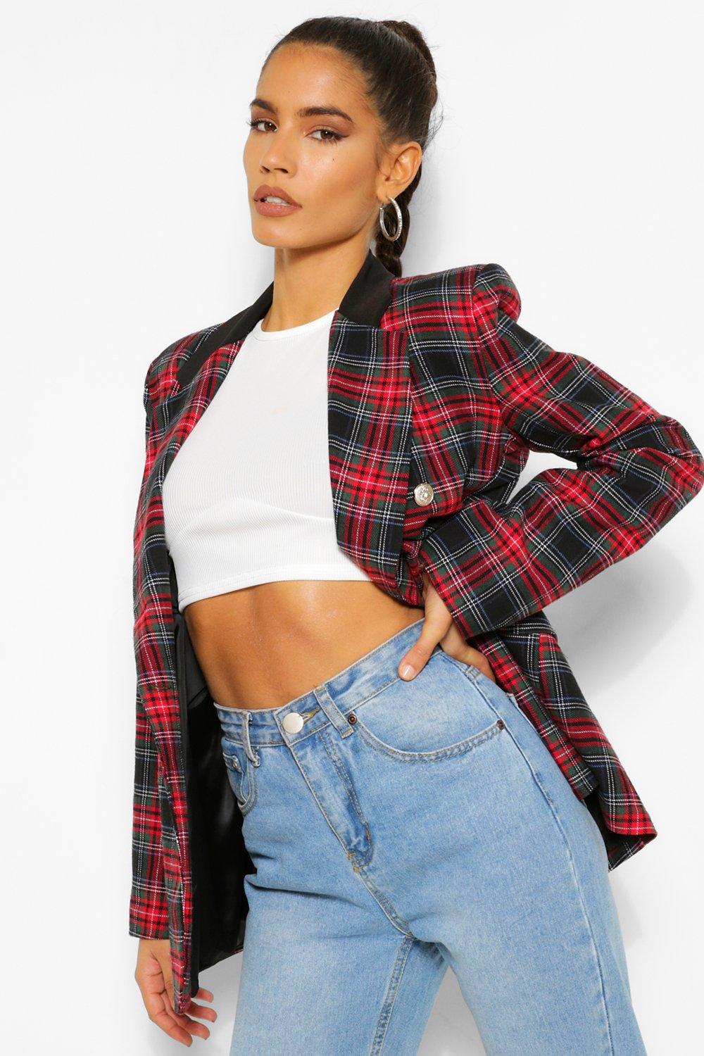 Boohoo 2025 tartan blazer