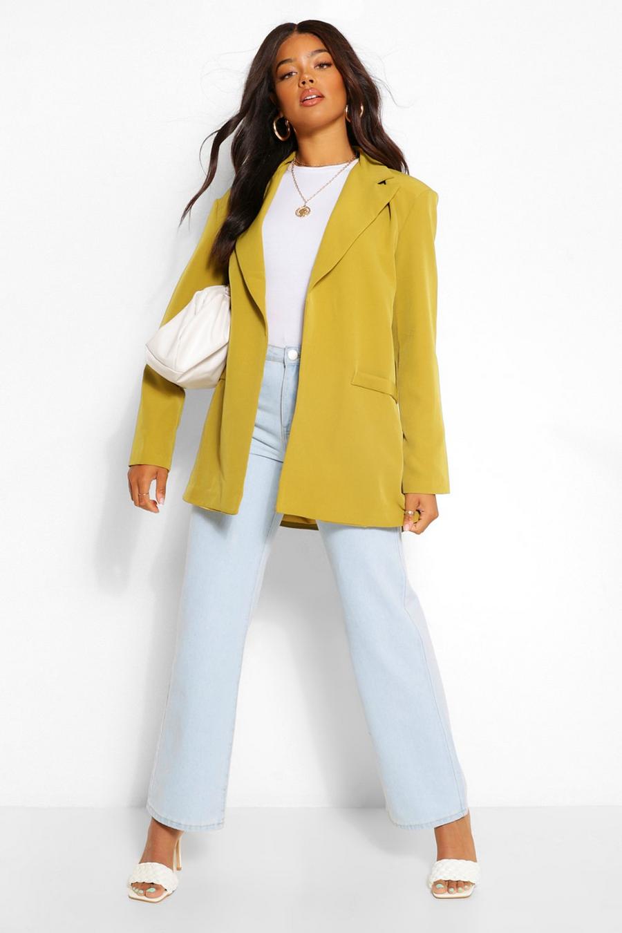 Chartreuse yellow Tailored Longline Edge To Edge Blazer image number 1
