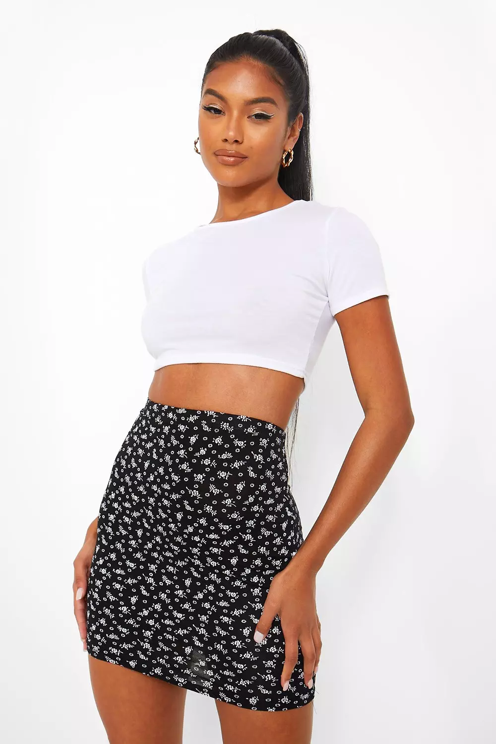 Floral shop jersey skirt