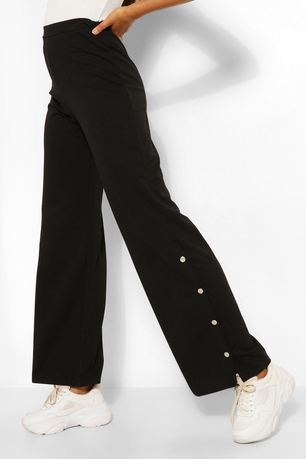 Popper Side Wide Leg Casual Pants