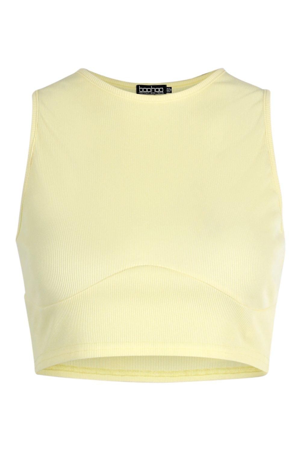 yellow ribbed crop top