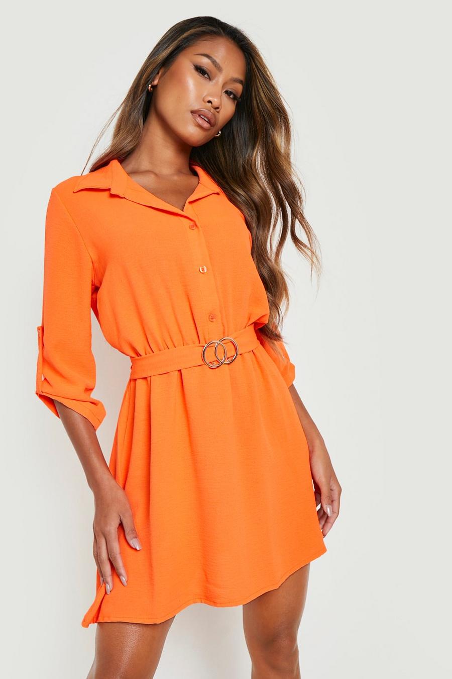 Orange Belted Shirt Dress image number 1