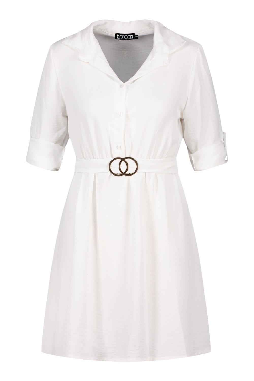 White shirt hotsell dress boohoo