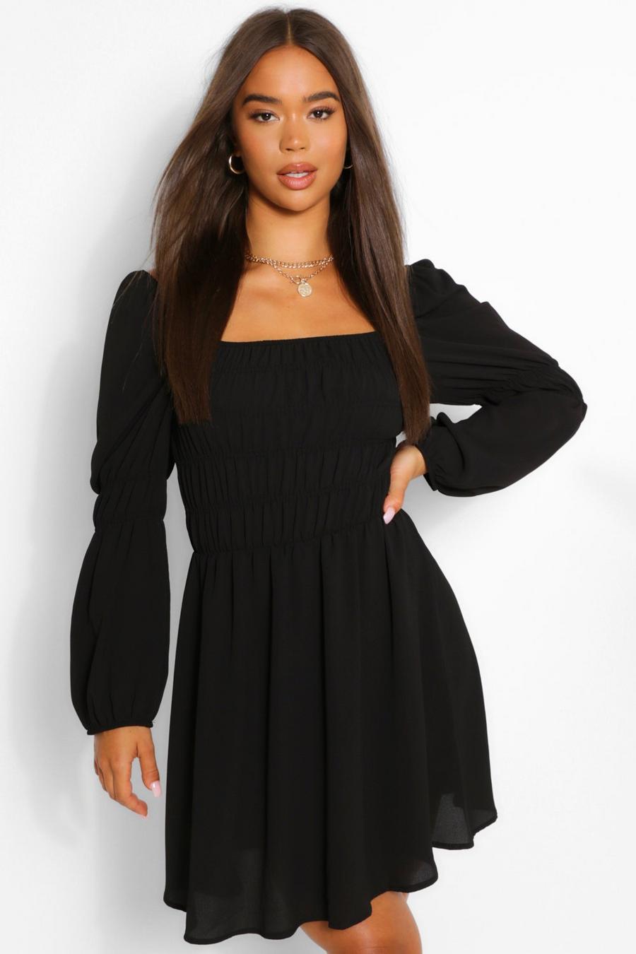 Black Ruched Mini Dress image number 1