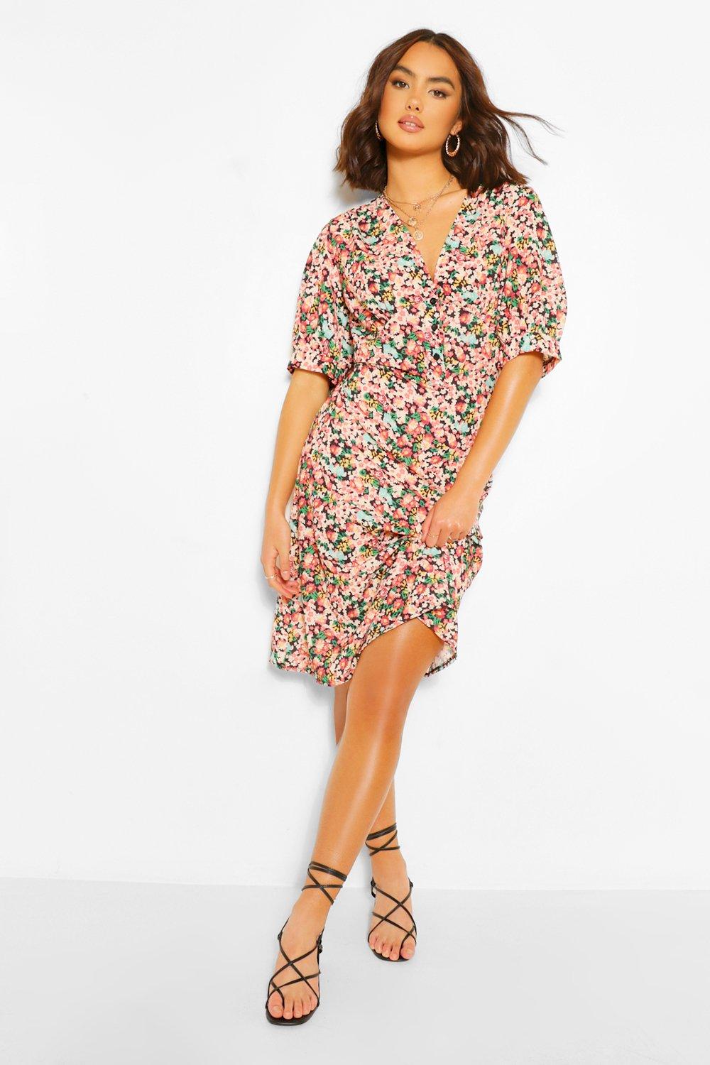 Boohoo floral best sale tea dress