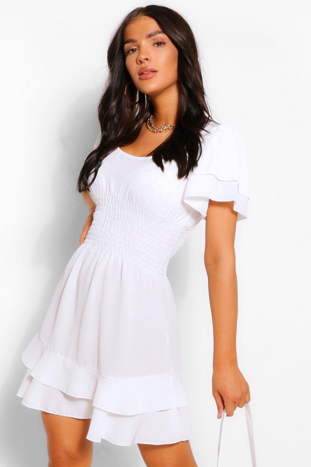 angel sleeve skater dress