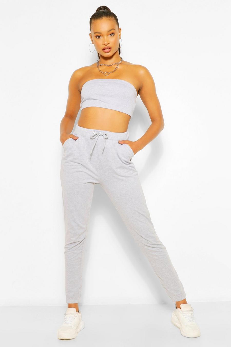 Grey marl Bandeau And Joggers Set image number 1