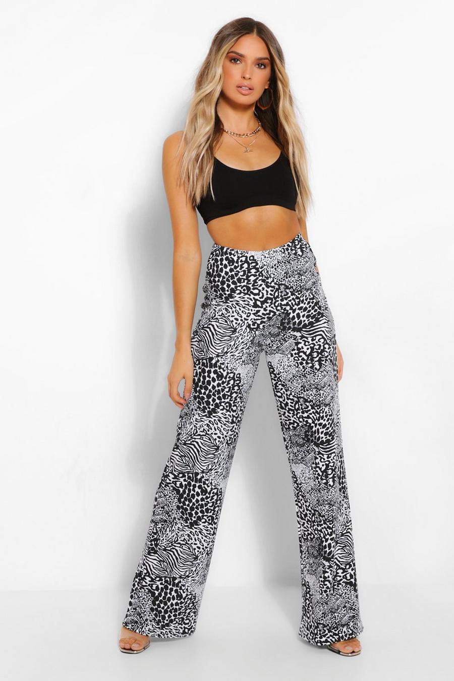 Mixed Animal Print Wide Leg Trousers image number 1