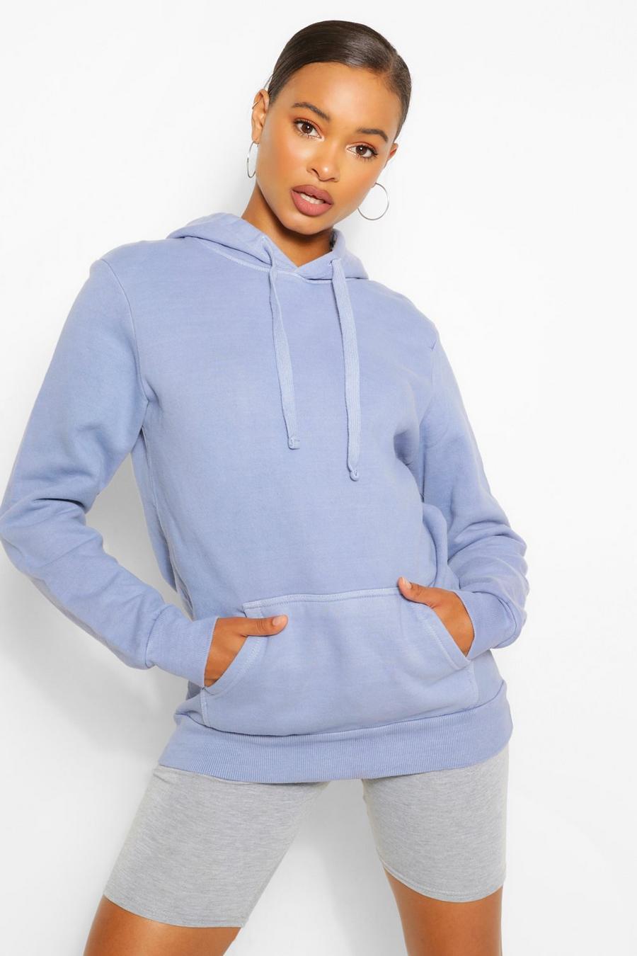 Washed Oversized Blue Hoodie image number 1