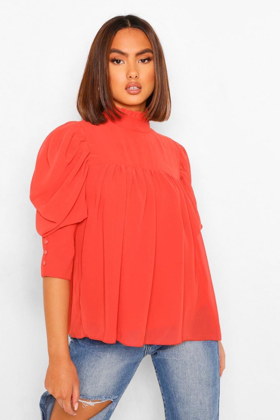 Terracotta Woven Smock Top image number 1