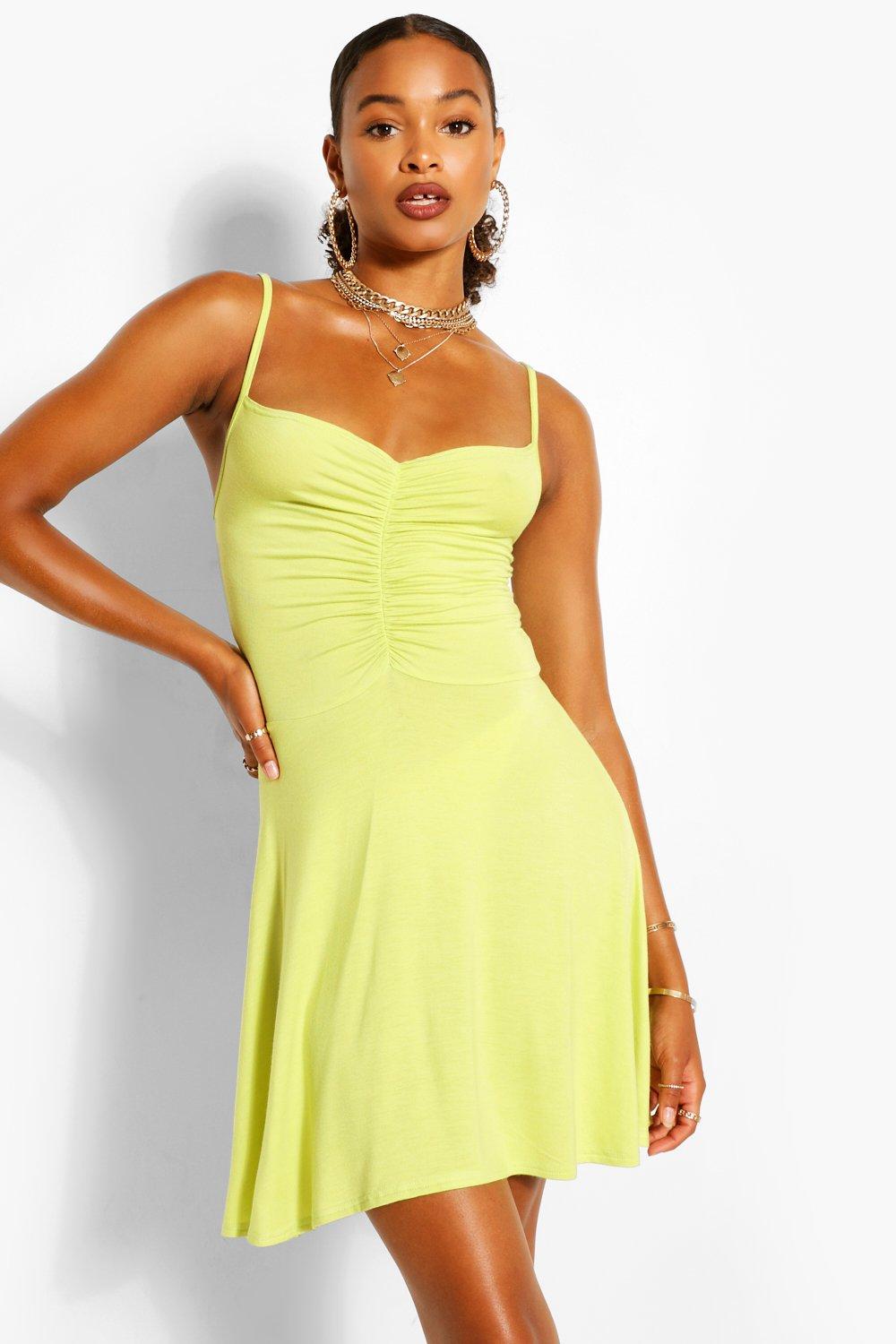 boohoo yellow skater dress