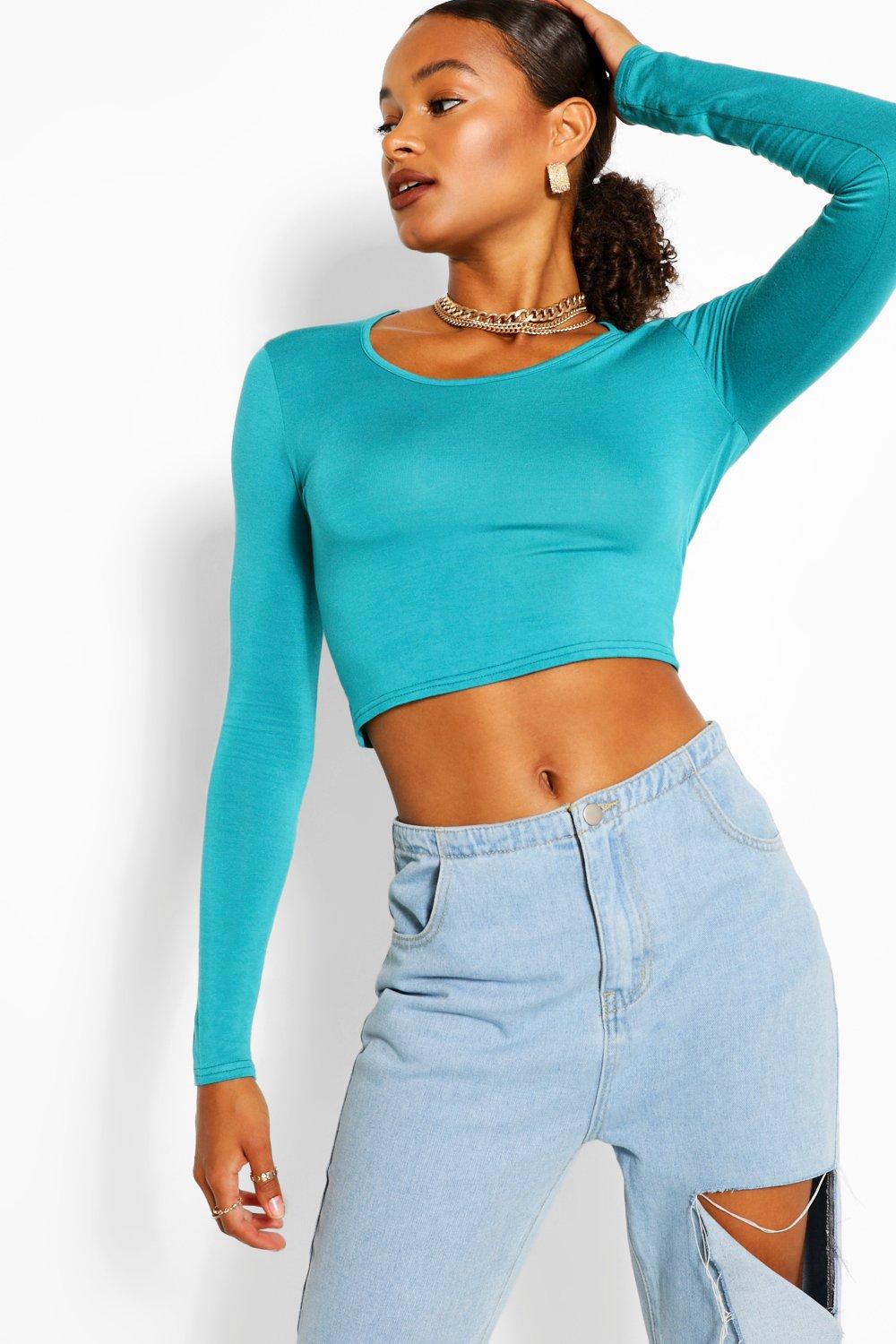 long sleeve crop top outfit