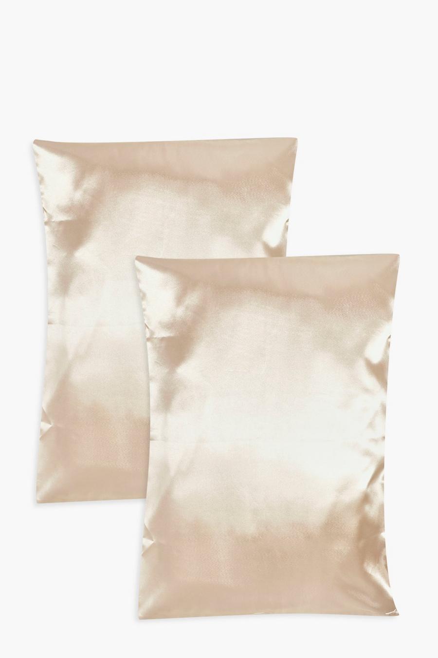 Champagne 2 Pack Satin Hair Protect Pillowcase image number 1