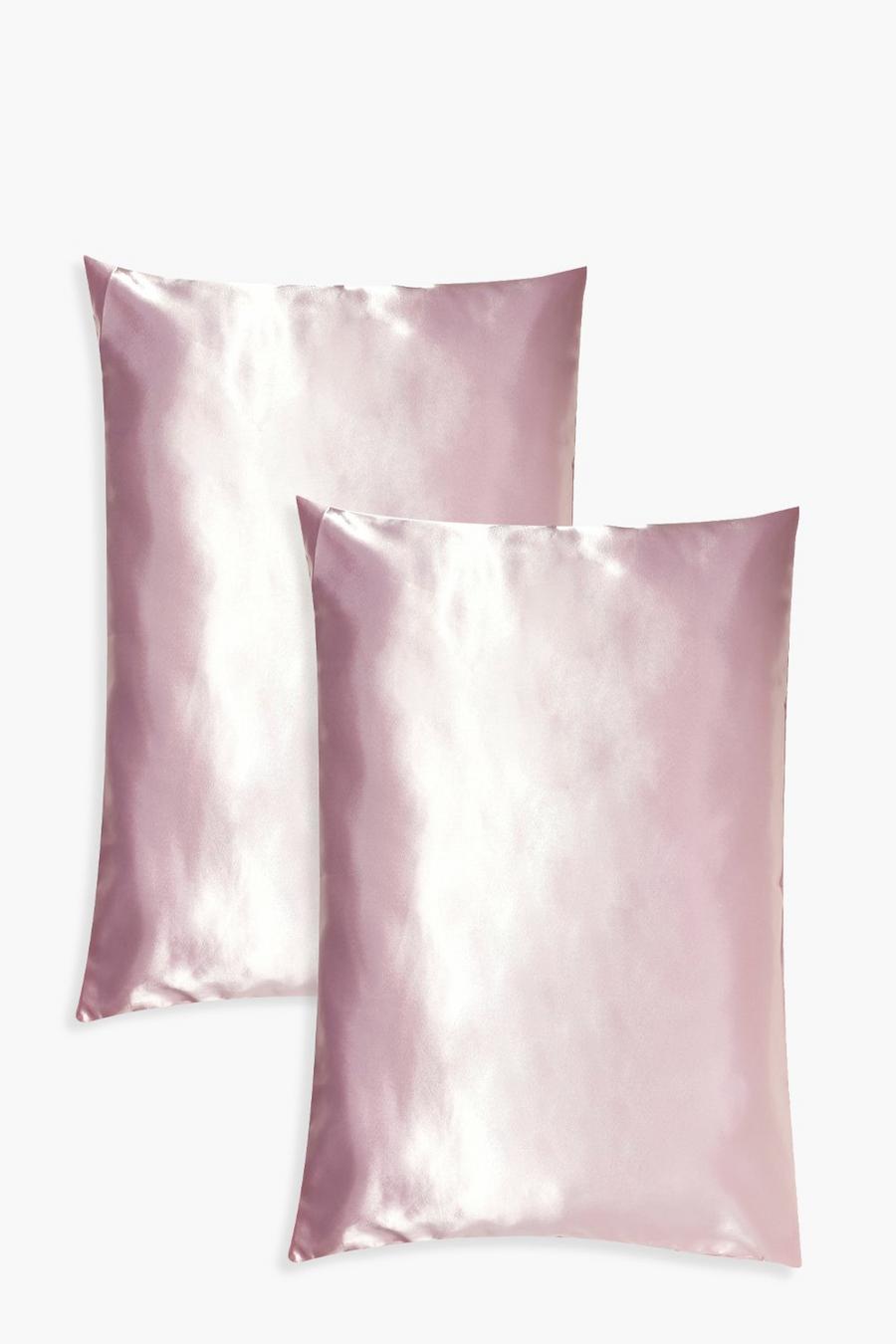 Pink 2 Pack Satin Hair Protect Pillowcase image number 1