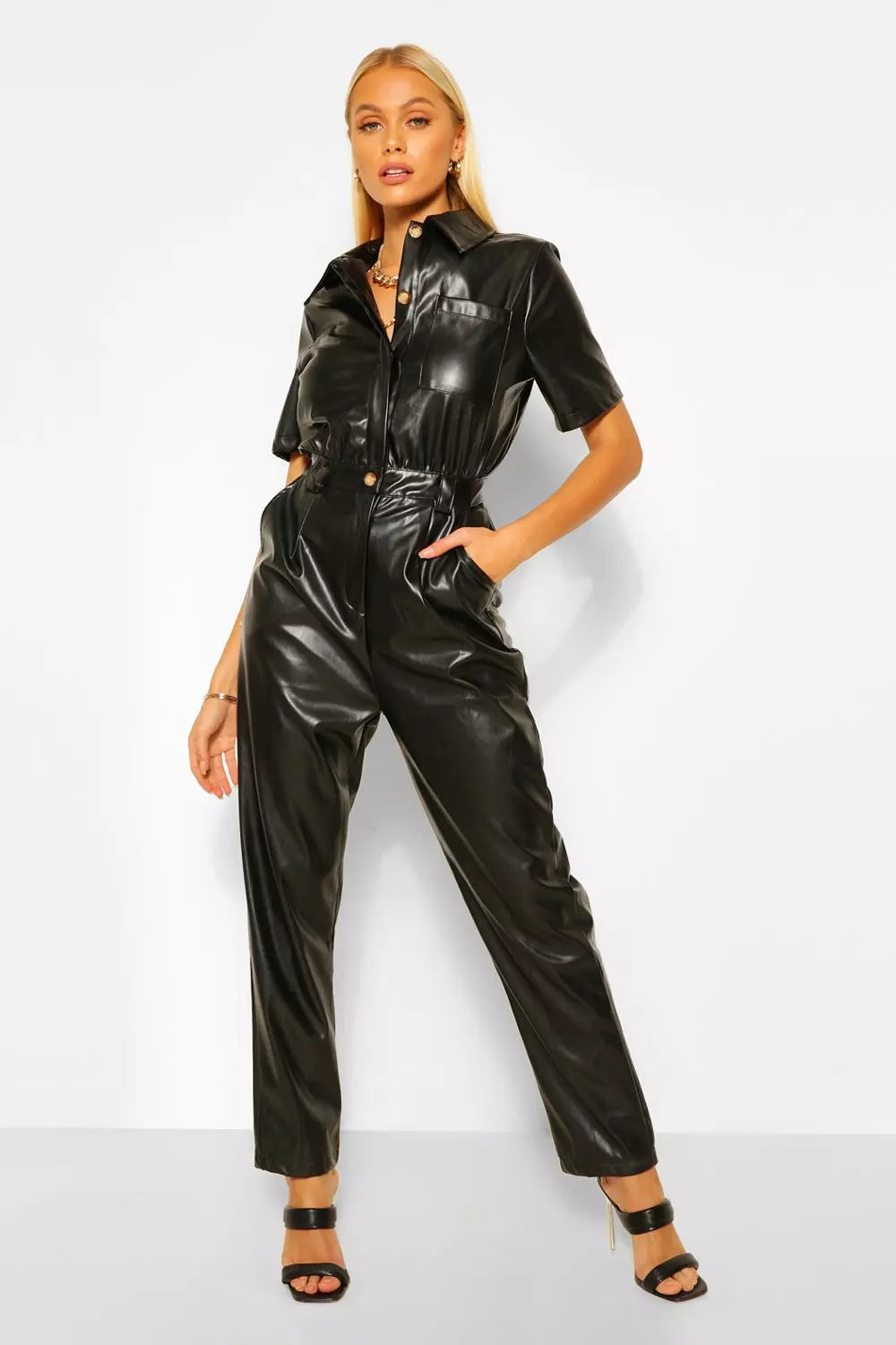 Pu jumpsuit cheap