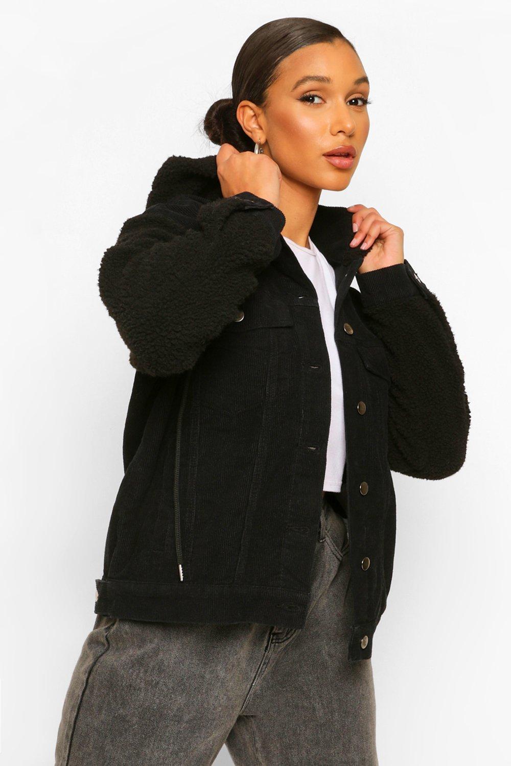 Black cord 2025 borg jacket womens